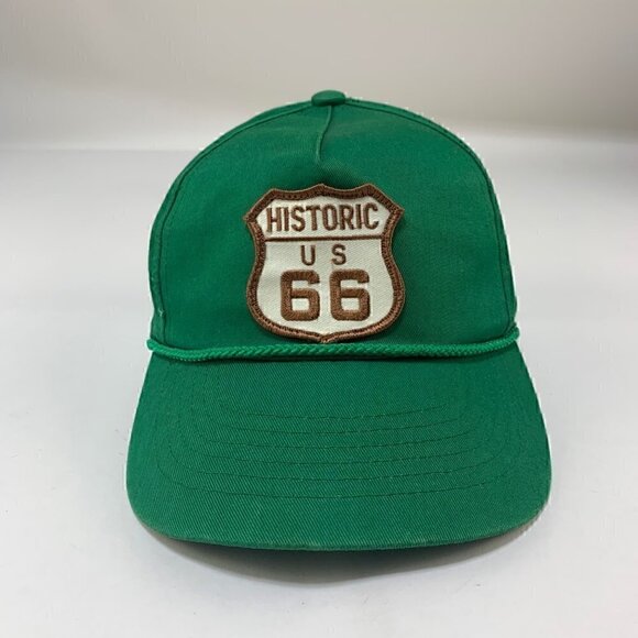 Route 66 Mens Vintage Basic Green Snapback Hat - Picture 2 of 5